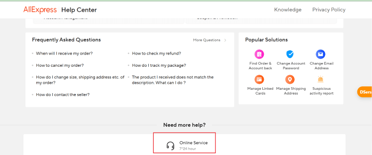 AliExpress Help Page - DSers